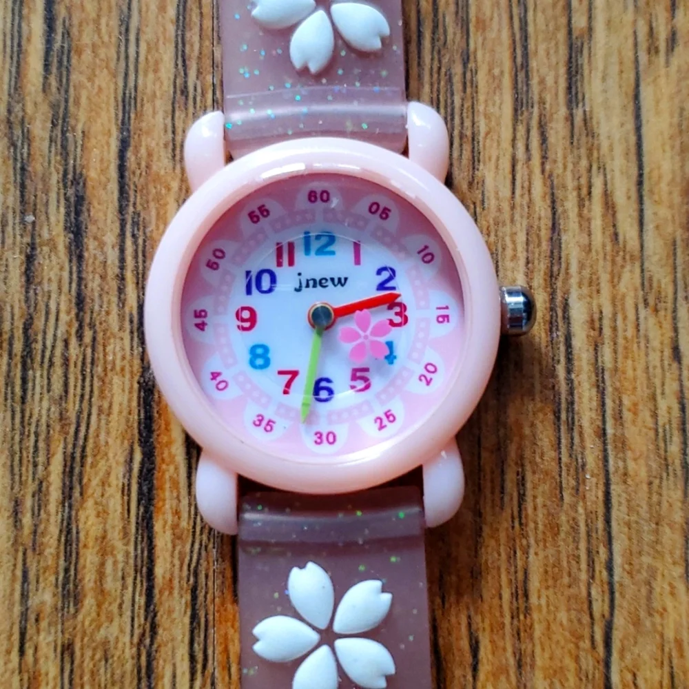 Jnew Girls White &‎ Pink Flower Jelly Watch
